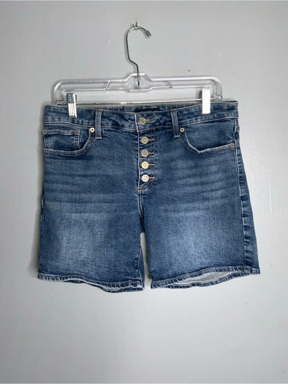 Lucky Brand Mid-Rise Dark Blue Button-Front Denim Shorts 8